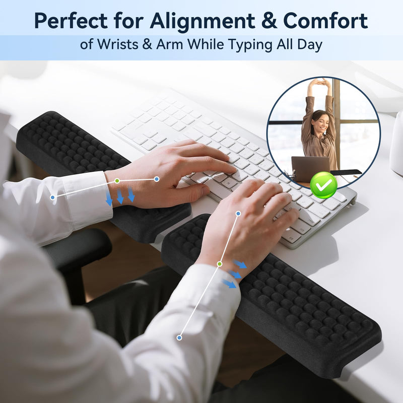 L-Shaped Elbow Pad for Desk, 2-Piece Arm Rest for Desk Wrist Support, Ergonomic Desk Edge Cushion Memory Foam Elbow Support for Work, Study, and Gaming (Black)