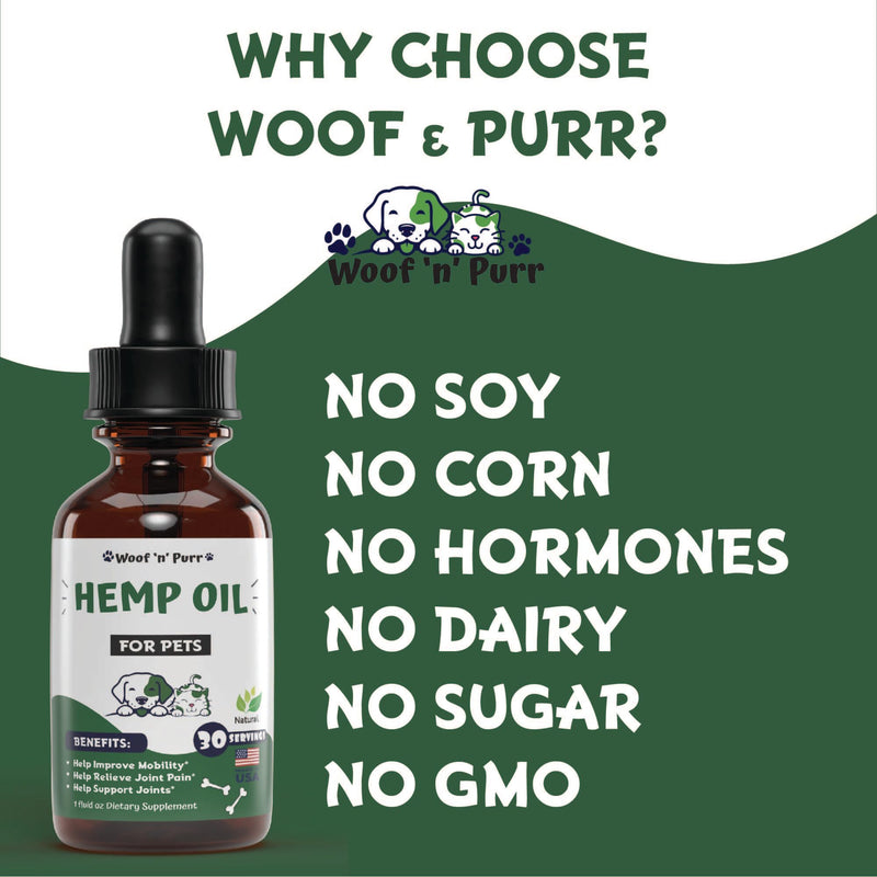 Hemp Oil for Dogs & Cats - Pet Hemp Oil for Dogs - Hemp Oil for Cats - Hemp for Dogs - Hemp for Dogs Anxiety and Stress Relief - Dog Hemp Oil - Hemp for Cats - Hemp Oil for Dogs Pain Relief - 1 fl oz