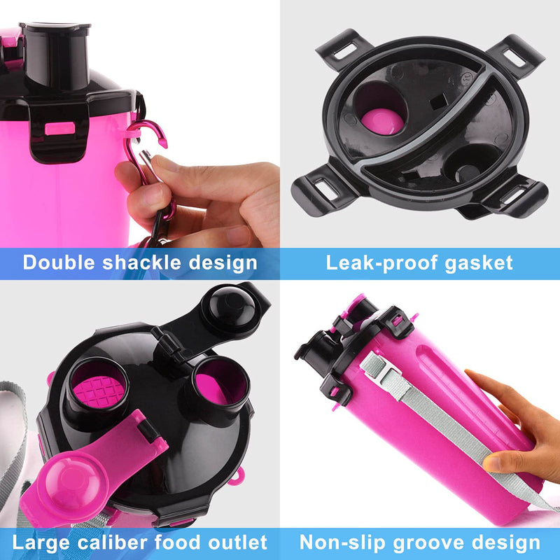 Guardians Dog Travel Water Bottle Collapsible Bowls, 2 in 1 Pet Food Container with Collapse Bowls, Outdoor Portable Water Bowls for Walking, Traveling, Camping and Hiking (Pink) Pink - BeesActive Australia