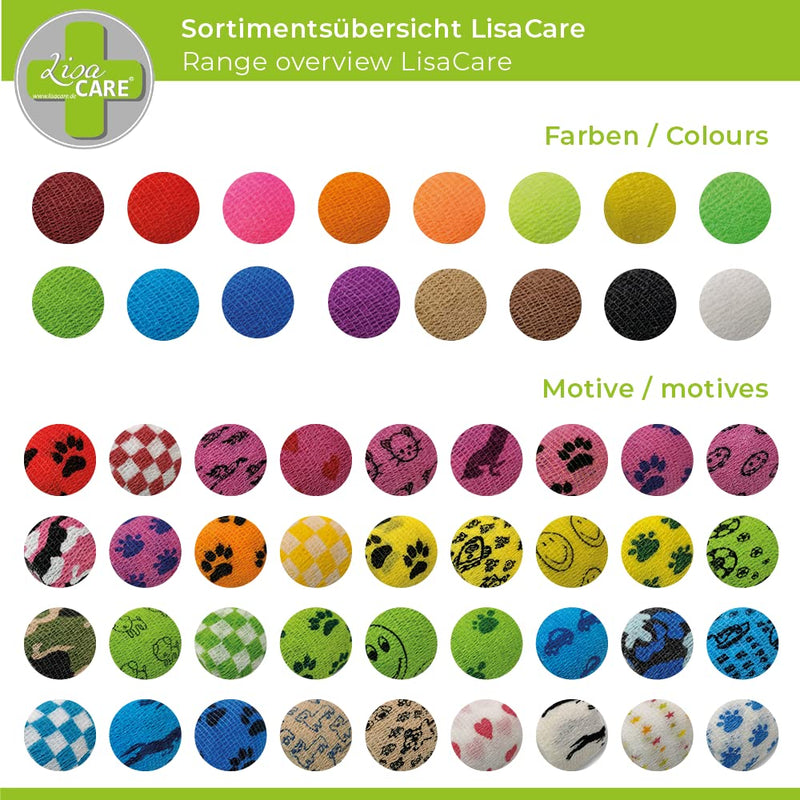 LisaCare self-adhesive bandage - set of 6 elastic bandages - animal bandage 5cm - self-adhesive dog bandage medically certified - colorful paw set (6 paw mix) paw mix colorful - BeesActive Australia