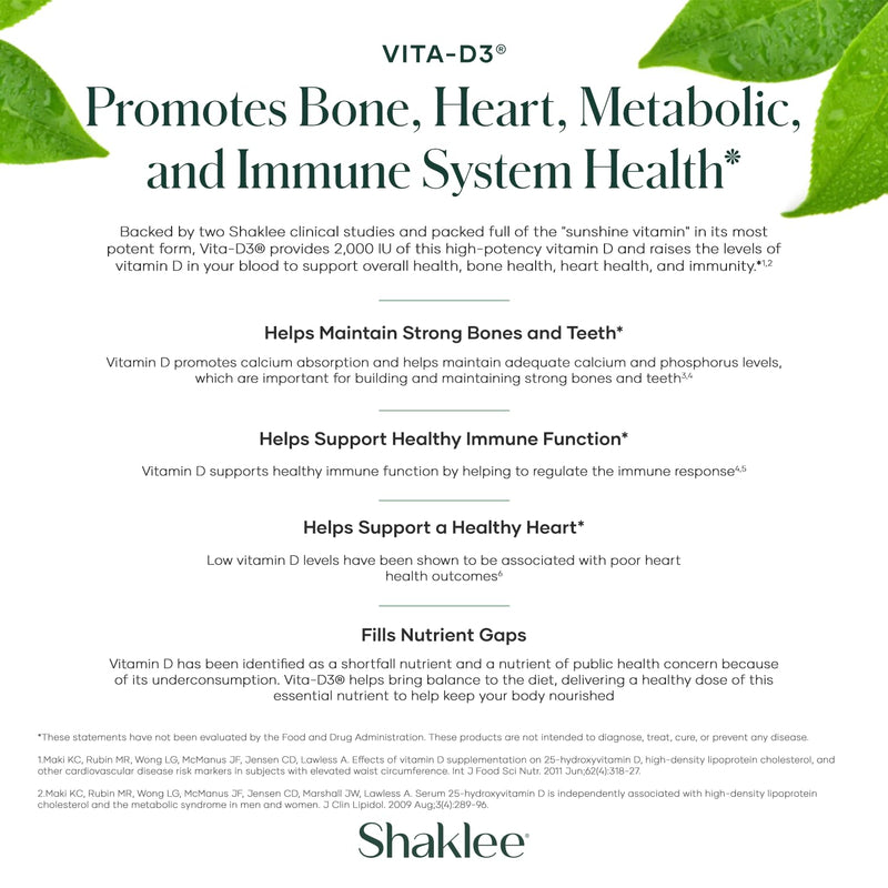 Shaklee - Vita-D3® 2,000 IU - High-Potency Vitamin D3-90 Tablets | Delivers 2,000 IU of vitamin D3, Supports daily vitamin D intake for overall wellness, Maintain healthy calcium absorption