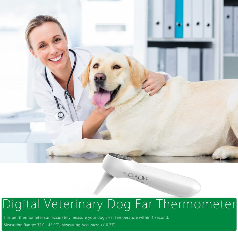 Pet Ear Thermometer for Dogs and Livestock - Includes 20 Pet Swabs, Suitable for Dogs, Cats, Infrared Fast and Accurate Canine Temperature Monitor - Switches ℉ and ℃ - BeesActive Australia