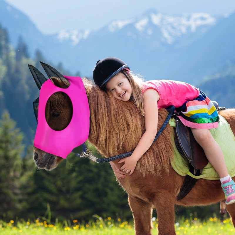 Frienda 4 Pcs Horse Fly Masks for Horses Fly Mask for Horses with Ears Protection Horse Mask Smooth Elastic Fly Mask with Sun Protection for Horses(Purple, Blue, Pink, Black, Large) Purple, Blue, Pink, Black - BeesActive Australia