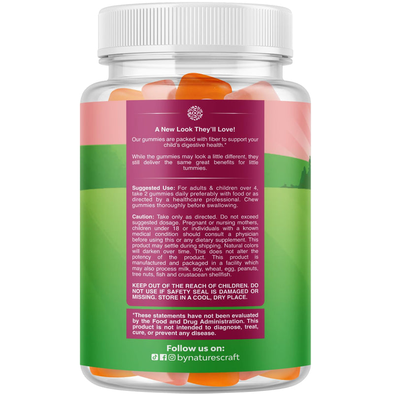 High Prebiotic Fiber Gummies for Kids - Dietary Fiber Supplements for Digestion & Constipation - Chicory Root Kids Immune Gummies - Non-GMO & Vegan Digestive Nutritional Supplements - 60 Count 60 Count (Pack of 1)