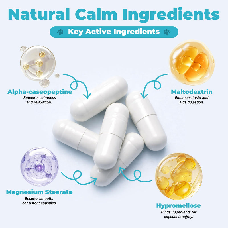 Dog Calming Capsule Calming Support Supplement for Small Dogs and Cats, Helps Promote Relaxation and Reduce External Stress Factors, Daily Behavioral Support and Anxiety Relief for Dogs and Cats, 75mg