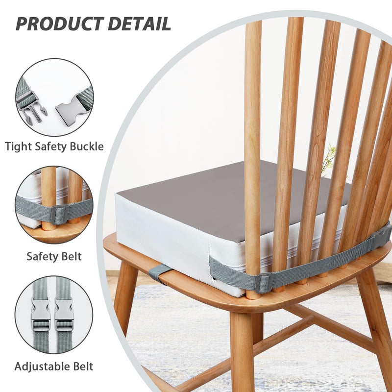Booster Seat for Table - PU Waterproof Strong Support Toddler Booster Seat for Dining Table, Portable Booster Chair with Adjustable Elasticity Straps for Toddlers Eating Travel Home Grey - BeesActive Australia