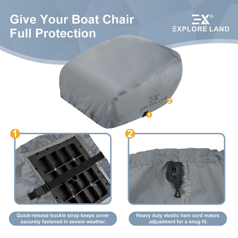 Explore Land Boat Folding Seat Cover - Waterproof 600D Heavy Duty Boat Folding Chair Cover 2 Pack - 18W x 20D x 14H inch, Grey 18"W x 20"D x 14"H Grey - Folding Chair (2 Pack) - BeesActive Australia