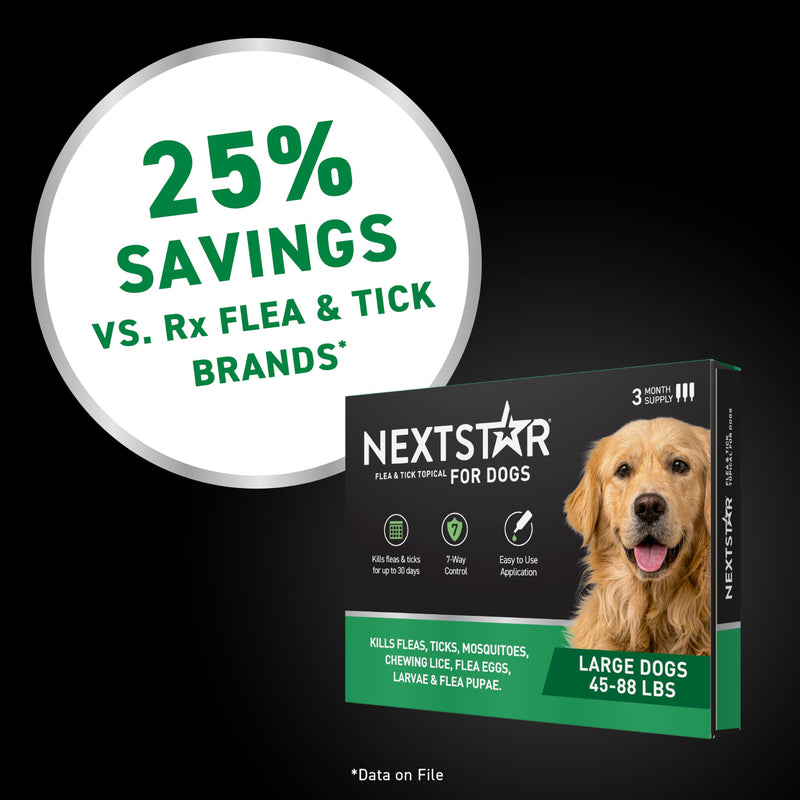 NEXTSTAR Flea and Tick Prevention for Dogs, Repellent & Control, Fast Acting Waterproof Topical Drops, Flea and Tick Prevention for Large Dogs, 1 Monthly Dose Large Dogs (45-88 lbs) 1 Dose