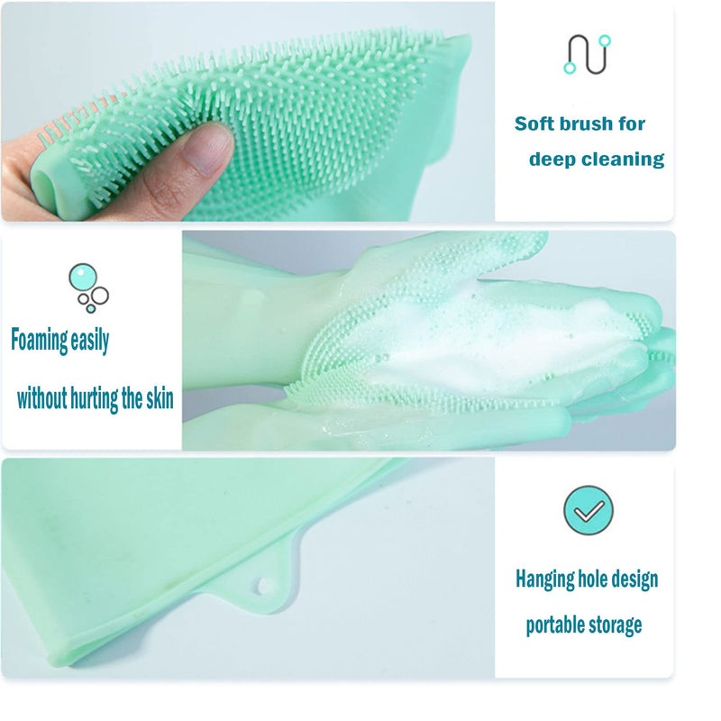 XFLYP Pet Grooming Gloves, Grooming Gloves Cats Made of Silica Gel Glove Brush Cat, Hangable Design, Bathing and Massaging for Dogs and Cats (Green) - BeesActive Australia