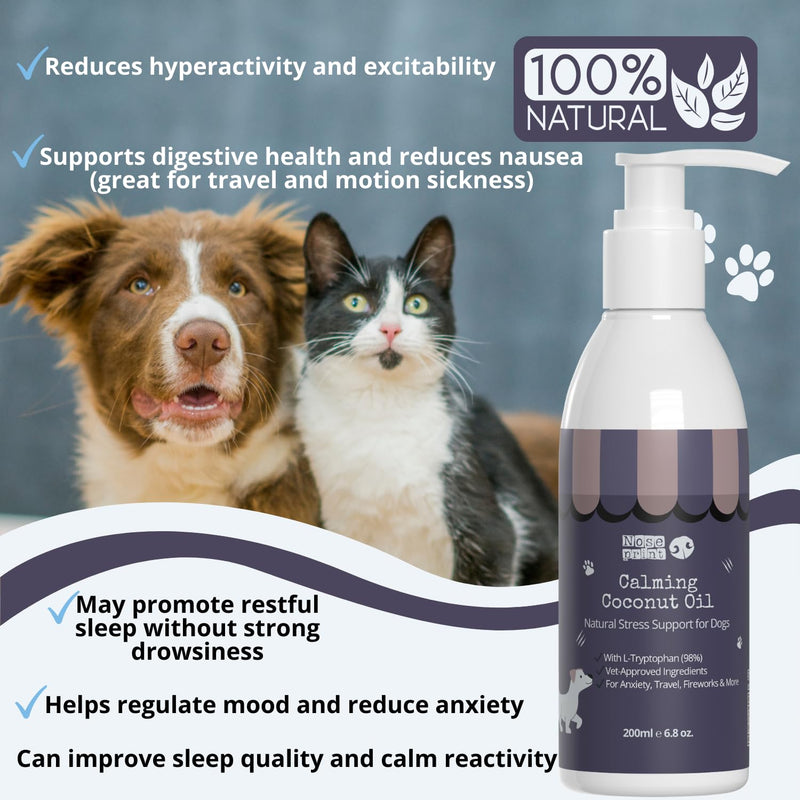 Duck Calming Coconut Oil for Dogs & Cats – 200ml Anxiety Relief Supplement with Chamomile, Valerian & Ashwagandha – Natural Stress Soothing Formula – Fast-Acting & Long-Term Calmer