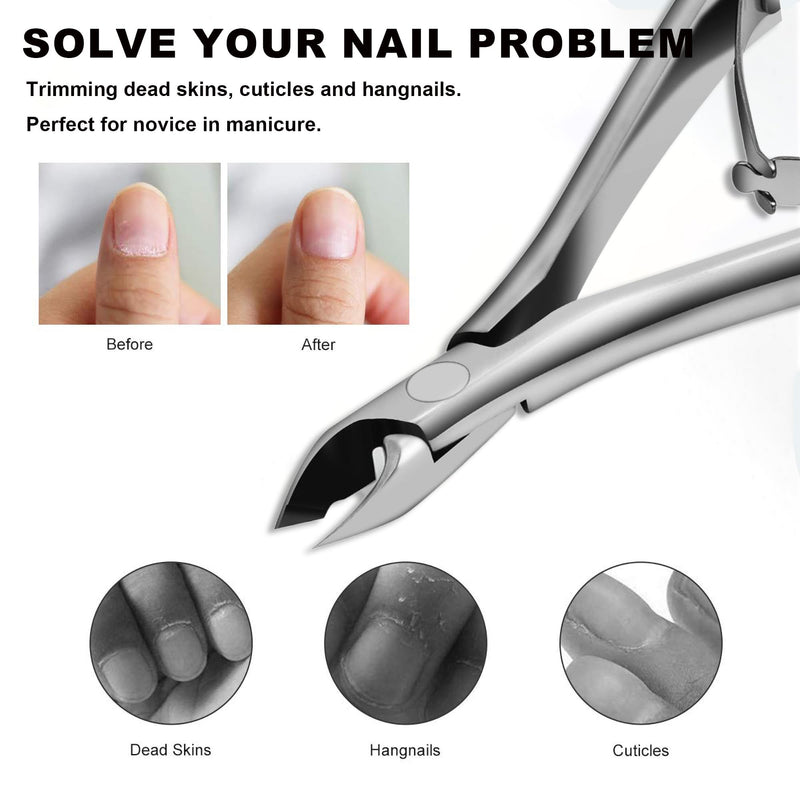 Cuticle Nippers, Professional Accurate Fast Sharp Small Jaw Cuticle Cutters, Nail Cuticle Cutting Pliers, Nail Dead Skin Remover Tool,Stainless Steel Cuticle Trimmer, Silver, Jaw 4mm Jaw-4mm Blade - BeesActive Australia