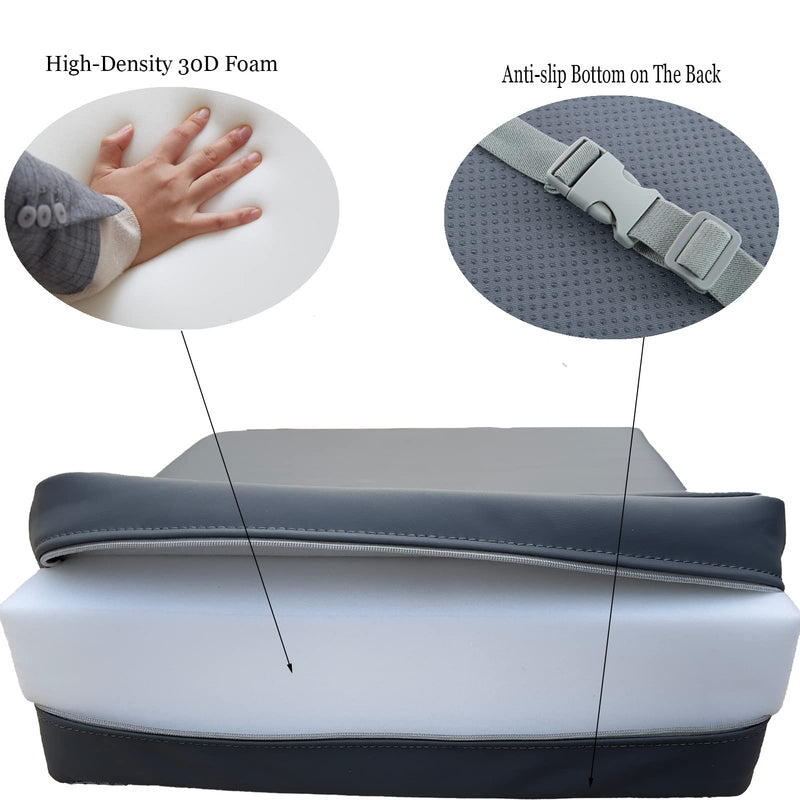 Booster Seat for Dining Table, PU Anti-Scratch Easy Cleaning Kids Toddler Booster Seat for Table, Portable Increasing Booster Cushion with Non-Slip Bottom and Adjustable Elasticity Straps Dark Gray - BeesActive Australia