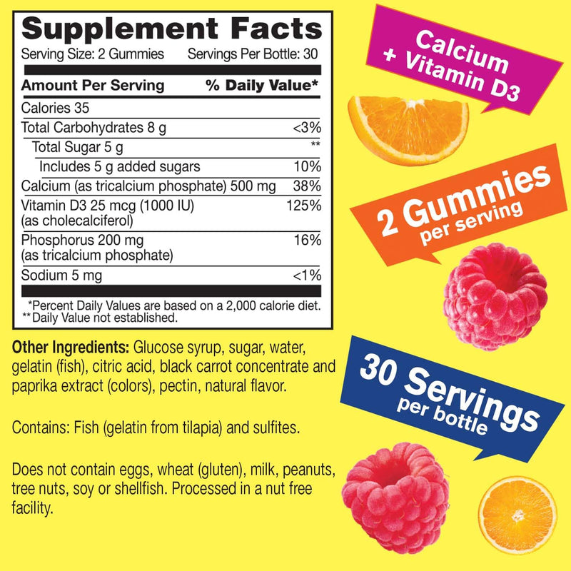 WellYeah Calcium 500mg + Vitamin D3 1000 IU (25 mcg) Gummies - Bone Health and Muscle Supprt, Immune Support Gummy, Non GMO, Gluten Free, Mix Fruit Flavors - 60 Gummies