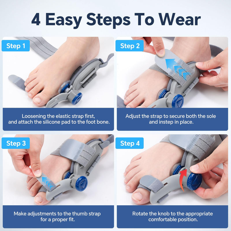 Bunion Corrector for Women & Men – Single Toe Straightener with Adjustable Alignment Knob & Silicone Pad, Day & Night Use, Fits Left or Right Foot