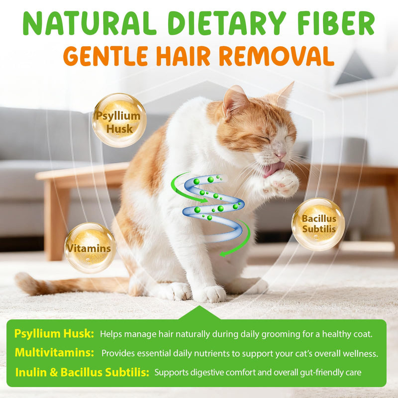 Cat Hairball Remedy Liquid Drops 60ml | Natural Fiber & Probiotics for Hairball Control & Digestive| Healthy Skin & Coat, Vitamins for Immunity | Chicken Flavor, Easy-to-Use Oral Drops
