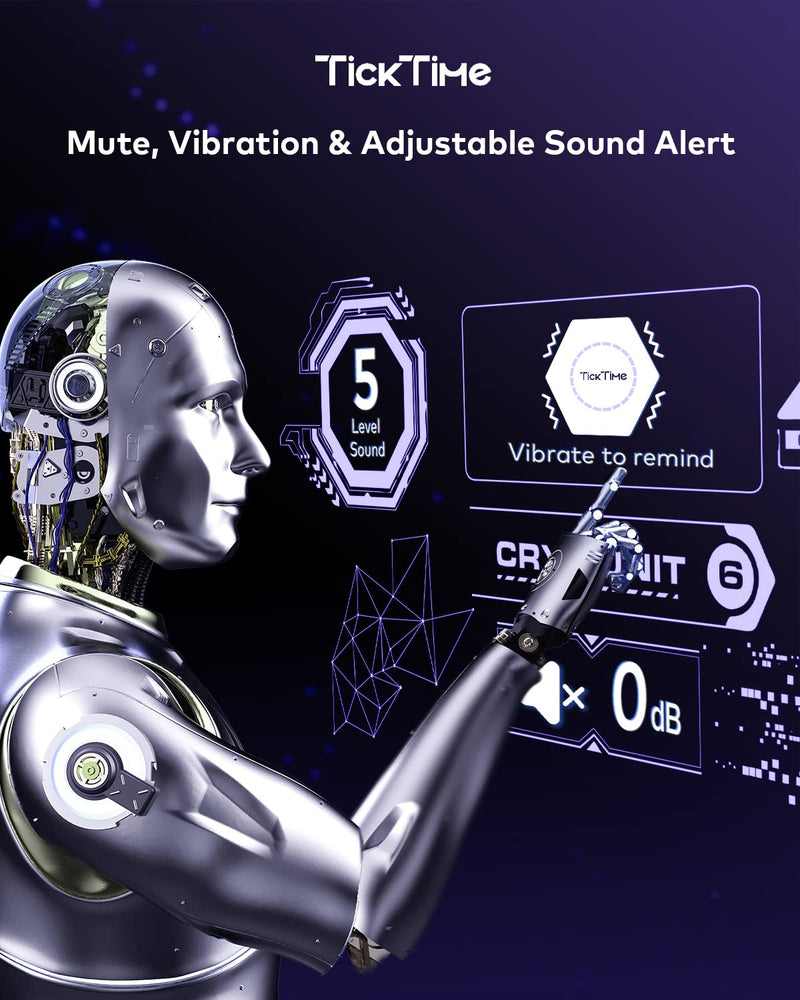 Ticktime Pomodoro Timer, Productivity Timer Cube, 5/15/25/30/45/60 Min Presets, Custom Countdown & Stopwatch 1s–99m59s, Sound/Vibration/Silent, Magnetic, Rechargeable, for ADHD Study Work,Violet Violet - BeesActive Australia