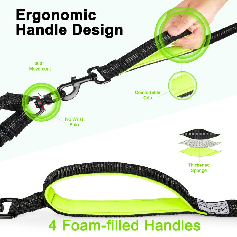 Hands Free Dog Leash for 2 Dogs, Wide Padded Waist Leash Double Dogs Leash Dog Running Leash for Dog with Reflective Stitching for Walks, Jogging, Running, Hiking, and Dog Training Black - BeesActive Australia