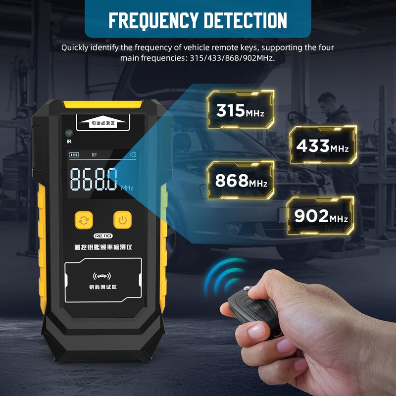 3-in-1 Universal Remote Key Tester with HD Display - Infrared Signal Testing, Key Frequency Detection & Button Battery Voltage Check, 315/433/868/902MHz, 2 Power Supply Methods with Bracket - BeesActive Australia