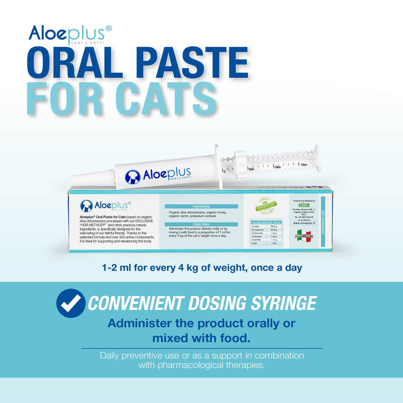 Cats Oral Paste - Complementary Energy Food, Detoxifying with Organic Aloe Arborescens, Strengthens the Natural Defenses of Older Cats and Kittens, Against Bad Breath (1 pc) (15 ml)