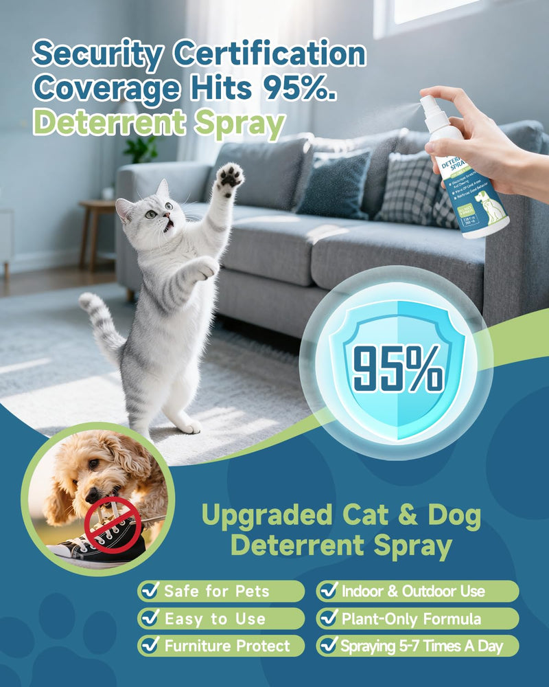 Natural Hairball Relief Liquid for Cats & Pet Deterrent Spray for Cats and Dogs - Indoor & Outdoor Furniture Protection, Stop Scratching, Chewing & Urine Marking
