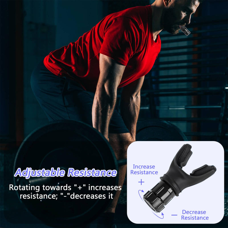 Breathing Exercise Device, Portable Breathing Trainer with Adjustable Resistance for Oral and Muscular Exercise, The Breather Respiratory Muscle Trainer, Easy to Clean (Black) Black - BeesActive Australia
