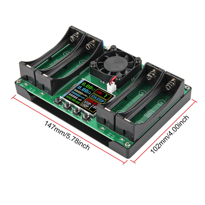 2Pcs 4-Channel 18650 Battery Capacity Tester, Automatic Charge Discharge Module with Internal Resistance Test for Flat Top Batteries, Type-C Powered Lithium Battery Analyzer