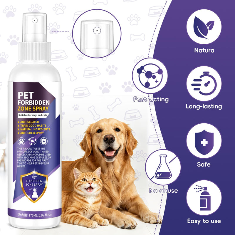 Bitter Apple Spray for Dogs & Cats, No Chew Anti Chew Spray, Natural Alcohol Free Dog Deterrent Spray, Stop Dog Chewing Licking Biting, Indoor Outdoor Furniture Protection Training Spray, 5.92 fl oz Purple