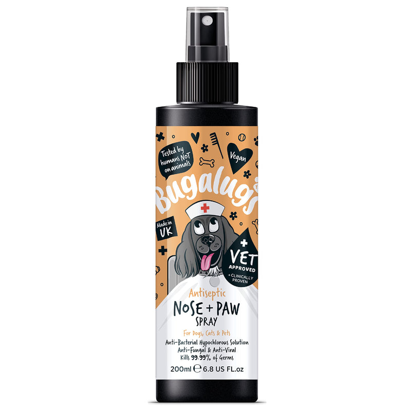 BUGALUGS Nose & Paw Dog Antiseptic spray 200ml – Antibacterial, Antifungal for Dogs, Cats & Pets -for Dry Paws, Cracked Skin use alongside our dog paw balm & dog nose balm (Antiseptic Spray 200ml)