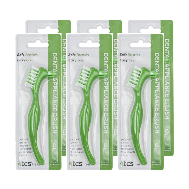 TCS Fresh Dental Appliance Cleaning Soft Bristle Toothbrush with Ergonomic Handle, 3 Pack - Denture Cleaner Brush for Retainers, Mouth Guards, and Flexible Partials (3 Toothbrushes) - BeesActive Australia