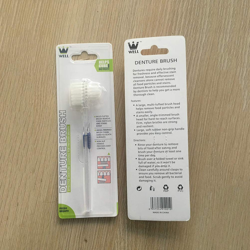 Healifty Denture Brush Transparent Denture Brush False Teeth Cleaning Brush Double-Sided Toothbrush Artificial Teeth Cleaning Tool - BeesActive Australia
