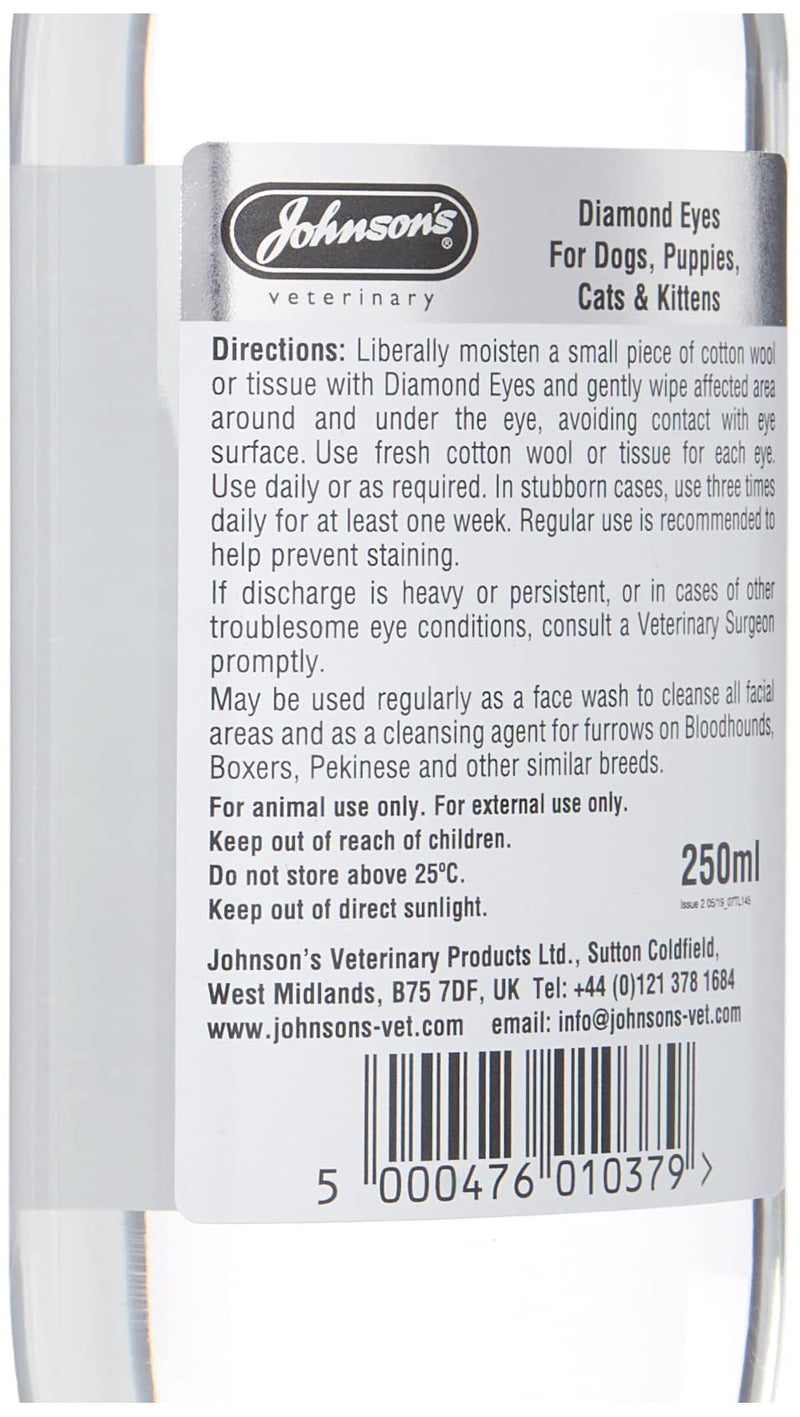 Johnsons Diamond Eyes Cat Dog Tear Stain Remover 250Ml - BeesActive Australia