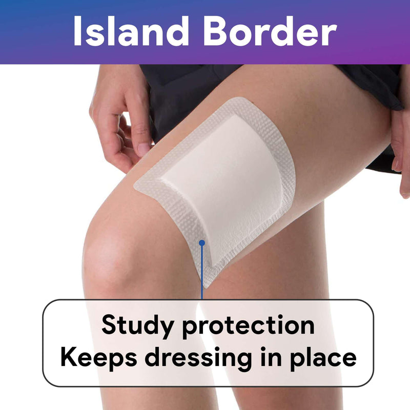 Bordered Foam Silver Dressings for Wound Care 6"x6" - 10 Ag Foam Dressings for Moderate to Heavy Wound Exudate - Highly Absorbent and Water Resistant 6"x6"