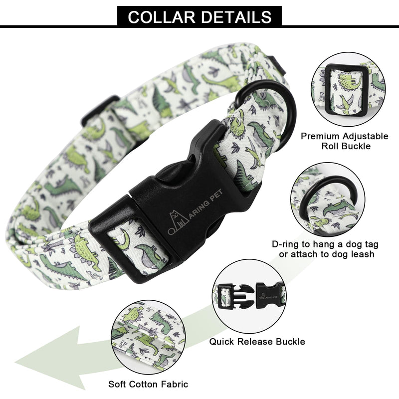 ARING PET Dinosaur Dog Collar-Cute Dog Collar for Small Dogs, Adjustable Comfortable Cotton Boy Dog Collars for Small Medium Large Dogs, Large - BeesActive Australia