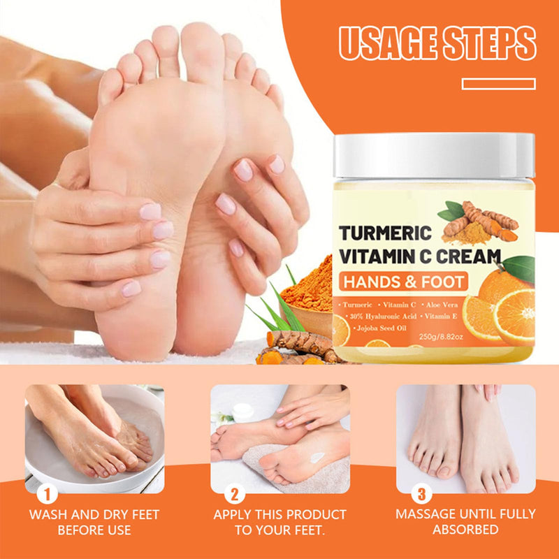 Turmeric & Vitamin C Hand Foot Cream with 30% Hyaluronic Acid - Anti Cracking Foot Cream Intense Moisturizing Vitamin C Lotion Softens and Nourishes Dry, Cracked Heels & Hands- 8.82 Oz - BeesActive Australia