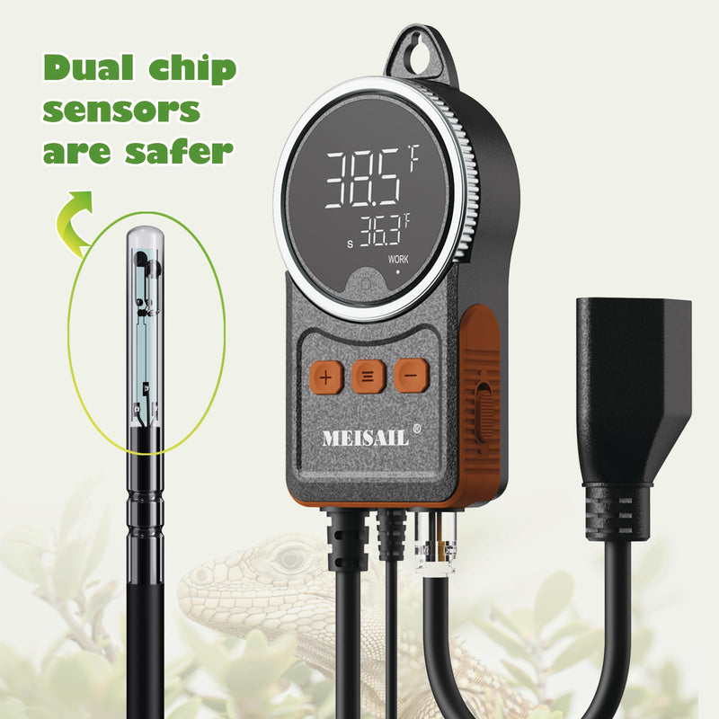 Temperature Controller can be Used for aquaculture, Plant mat Heating, Reptile Thermostat, with Load line Over-Temperature Protection and Dual Sensor auto-Safety Calibration MS-60A - BeesActive Australia