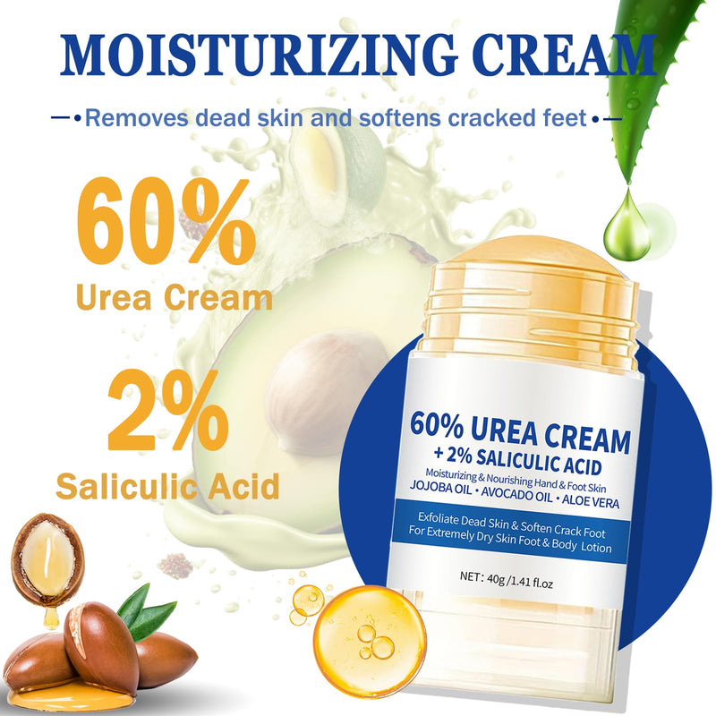 2PCS 60% Urea Cream plus 2% Salicylic Acid Foot Cream, Hydrating and Anti-Cracking Foot Cream, Maximum Strength Urea Foot cream Exfoliates Dead SkinRepairs and Hydrates Dry and Cracked Feet and Hand - BeesActive Australia