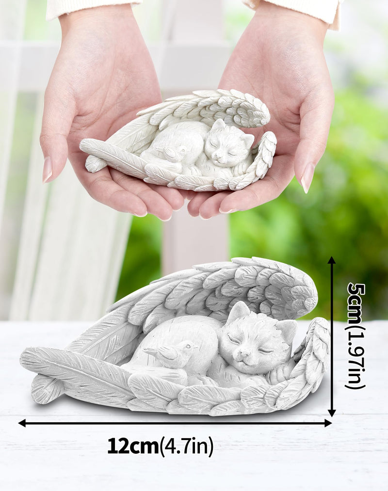 NETONDA Cat Angel Memorial Stone Tombstone Cat for Outdoor Animal Gravestone Polyresin Cat Figure Garden Beautiful Keepsake Home Grave Decoration Decoration (Pure White) Small Cat - BeesActive Australia