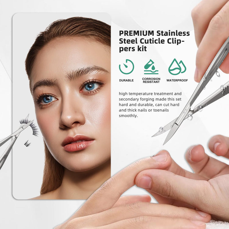 Cuticle Scissors, Professional Curved 15° Blade Stainless Steel, Ultra Sharp for Precision Nail Grooming, Eyebrow Shaping, and Sewing Thread Snips, with Travel Case - BeesActive Australia