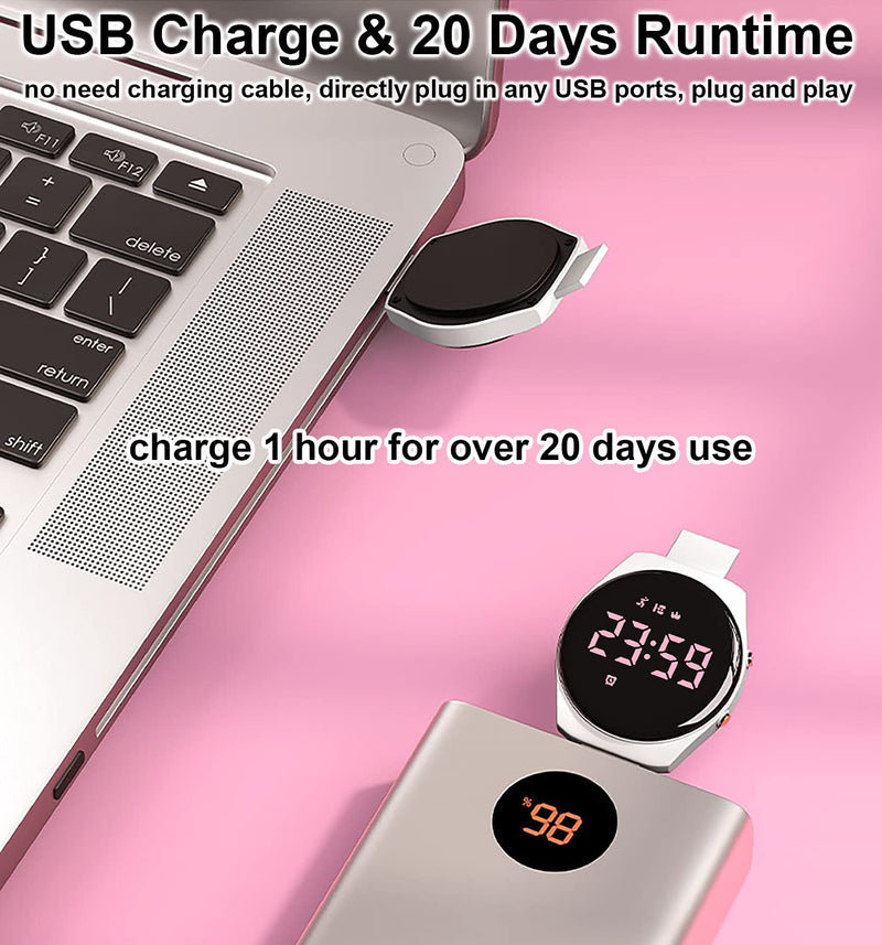 Fitness Tracker Pedometer Watch, No App No Phone Required, USB Charge 1 Hour for 20 Days Use, IP68 Waterproof Digital Watch with Alarm Clock Timer Distance Step Tracker for Kid Teen Boys Girls White+Pink - BeesActive Australia