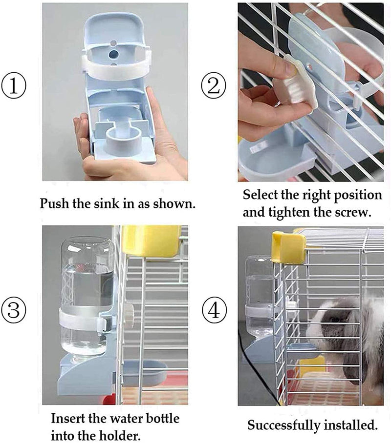 kathson 2PCS Rabbit Water Bottle, 17oz Hanging Water Fountain Automatic Dispenser No Leak WaterFeeder for Bunny Chinchilla Guinea Pig Hedgehog Ferret 500ml White(2PCS) - BeesActive Australia