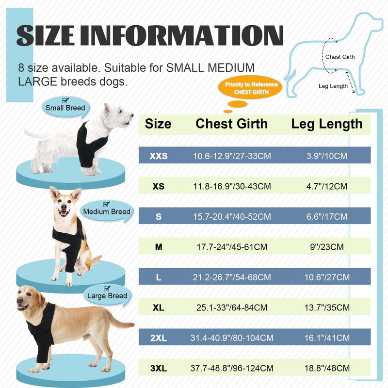 ROZKITCH Dog Recovery Sleeve Front Leg Right Left, Pet Prevent Licking Wound Elbow Knee Protector, Dog Recovery Suit Cone Collar Alternative for Sprain ACL CCL Arthritis Joint Care Black M M(Chest Girth:17.7"-24")