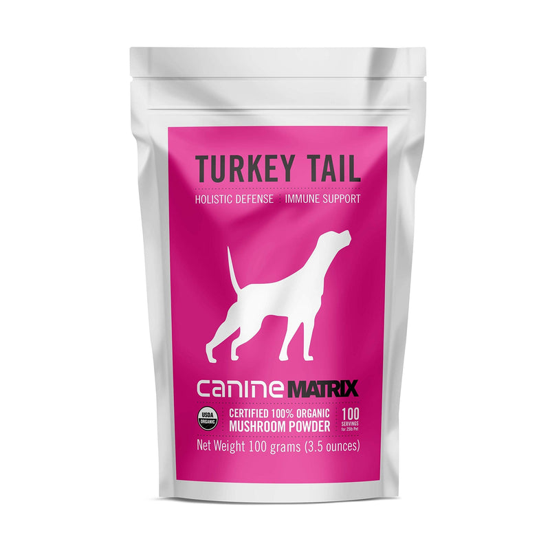 Om Mushroom Matrix Pet - Canine | Turkey Tail | USA Grown Human-Grade Organic Mushroom Powder Pet Supplement | Immunity Support & Holistic Defense for Dogs & Cats | 100 Grams, 3.5 oz - PawsPlanet Australia