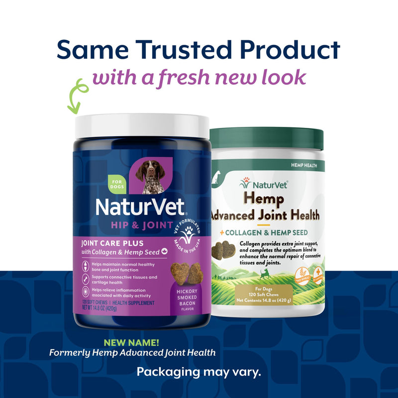 NaturVet Hemp Advanced Joint Health Dog Supplement Soft Chews –Helps Support Joint Health in Dogs – Includes Hemp Seed, Collagen, Glucosamine, MSM, Chondroitin, Omegas – 120 Ct. 120 Soft Chews natural