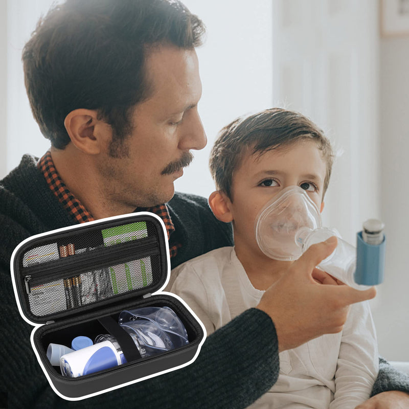 Elonbo Carrying Case for Portable Handheld Inhaler Nebulizer Machine for Adults and Kids, Asthma Inhaler Travel Case, Handheld Mesh Atomizer Machine Holder, Inhaler Spacer Bag, Black - BeesActive Australia