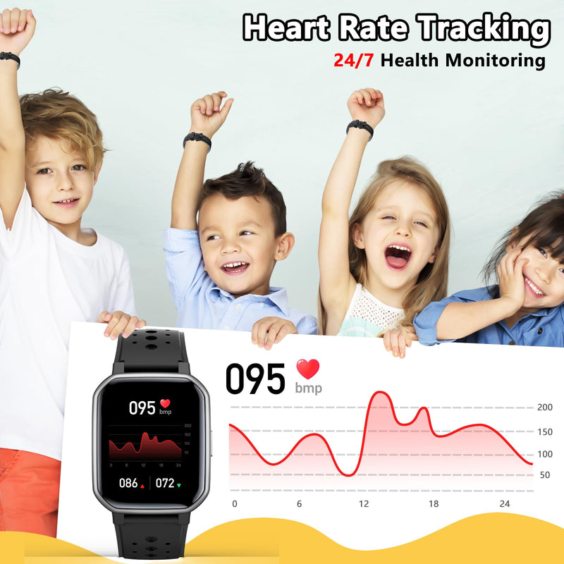 JOYELE Smart Watch for Kids Teens, Fitness Tracker Boy Girls Watch with 19 Sport Modes, Pedometer, Sleep Monitor, Kids Watch Birthday Gifts Toy Gift for Girls Boys 6-16 (Black) Black