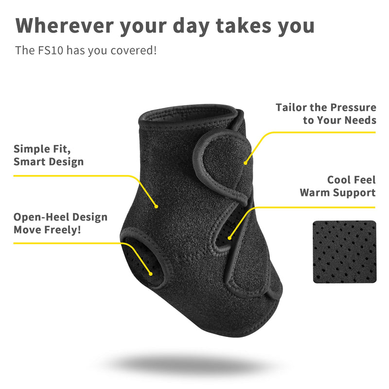 Bracoo Ankle Support Brace For Men & Women, Adjustable Compression Sleeve Strap Wrap, Sprain, Arthritis, Pain Relief, Sports Injuries and Recovery, Breathable Neoprene Brace, FS10 Black Small/Medium (Pack of 1)