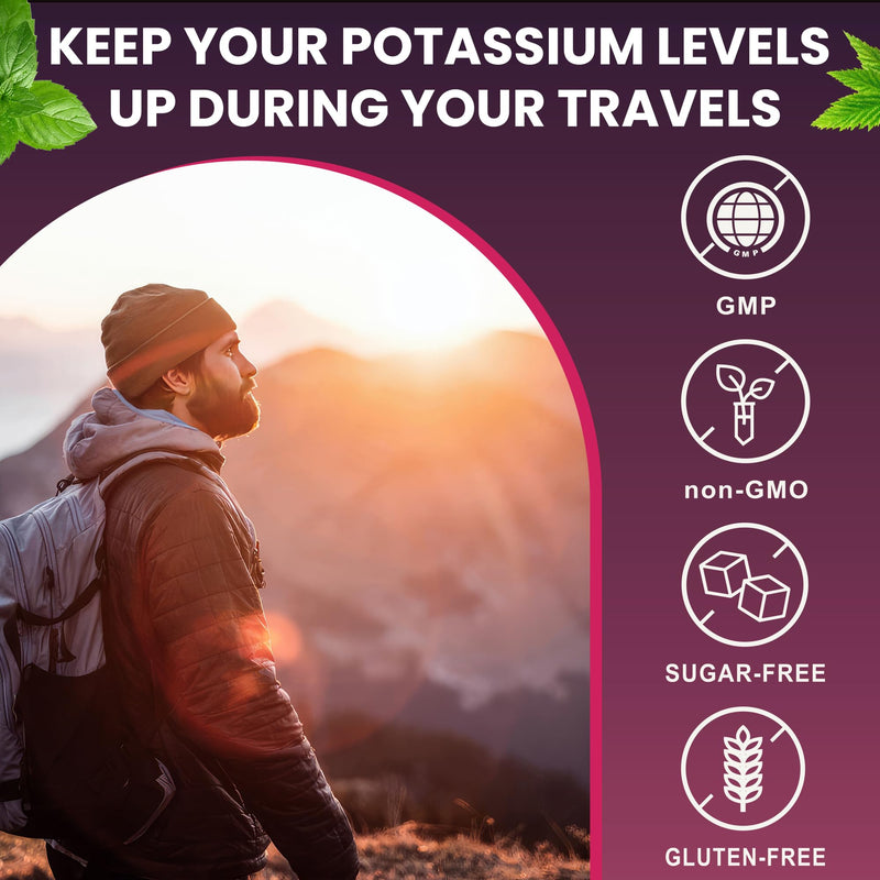 Potassium Citrate Gummies - 1200mg Chewable Potassium Supplement for Men & Women - Supports Leg Cramps & Muscle Health - Vegan, Gluten Free, Sugar Free - Raspberry Flavor (60 Count)