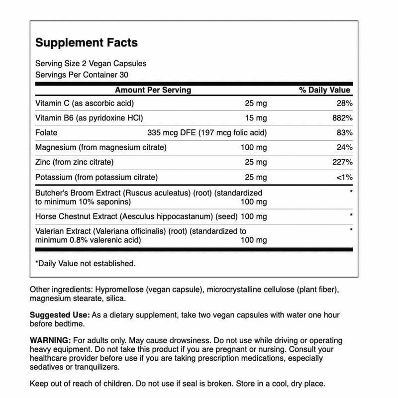 Swanson Nighttime Leg Essentials, Circulation, 60 Veg Capsules | An Essential Formula for Nighttime Relaxation that Promotes Healthy Circulation, Nerves and Muscles, Take before Bedtime