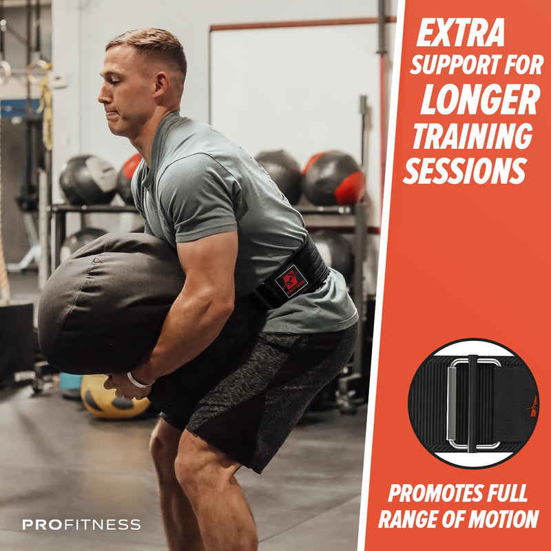 ProFitness 4 Inch Wide Weight Lifting Belt | Workout Belt - Men's Lifting Belt (Black/Red, X-Large)