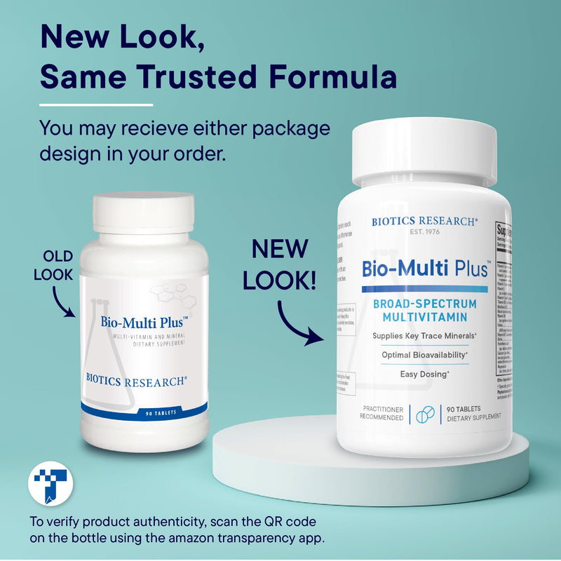 BIOTICS RESEARCH Bio-Multi Plus - Robust Foundational Multivitamin/Mineral Formula, Contains Plant-Based Trace Minerals 90 Tablets 90 Count (Pack of 1)